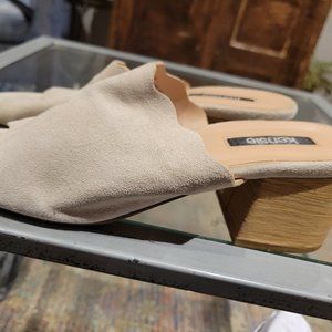 Kensie mules scalloped trim